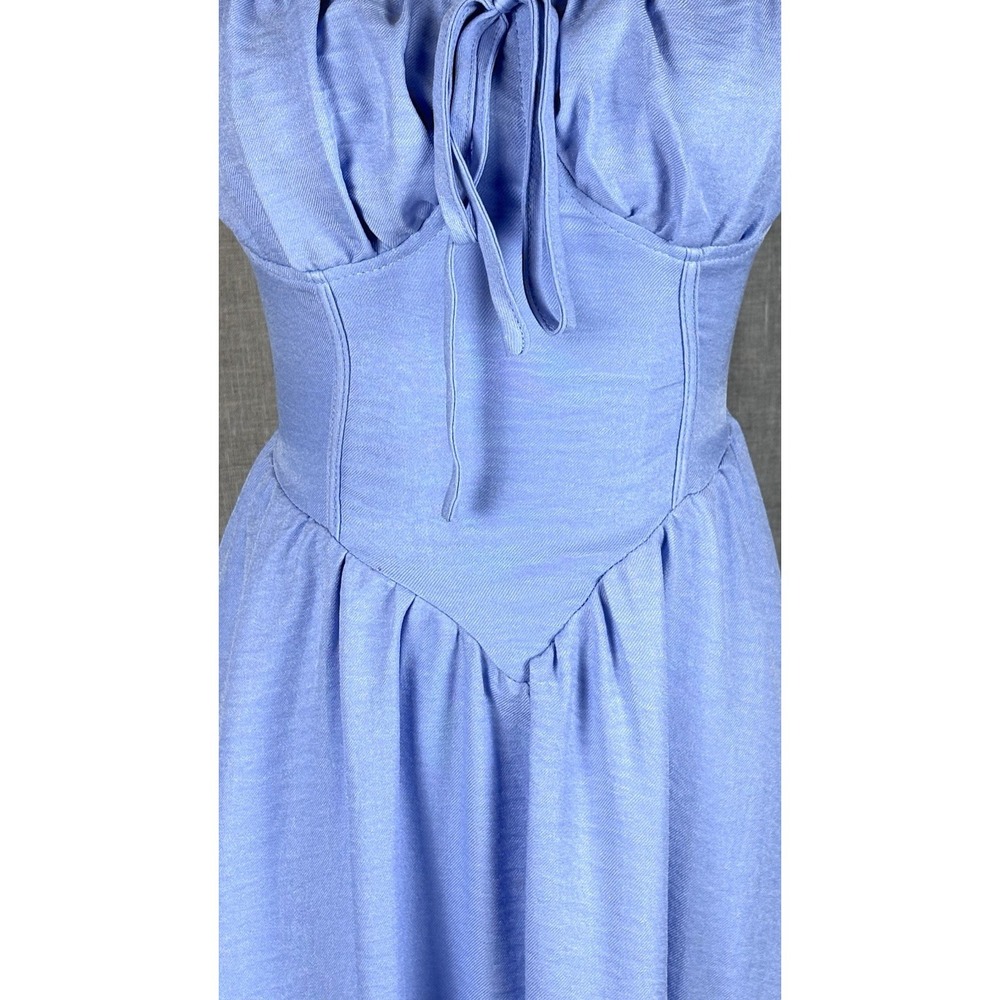 Womens Corset Midi Sun Dress Sz S French Blue Corset Cottagecore Coquette Fairy - Picture 5 of 11